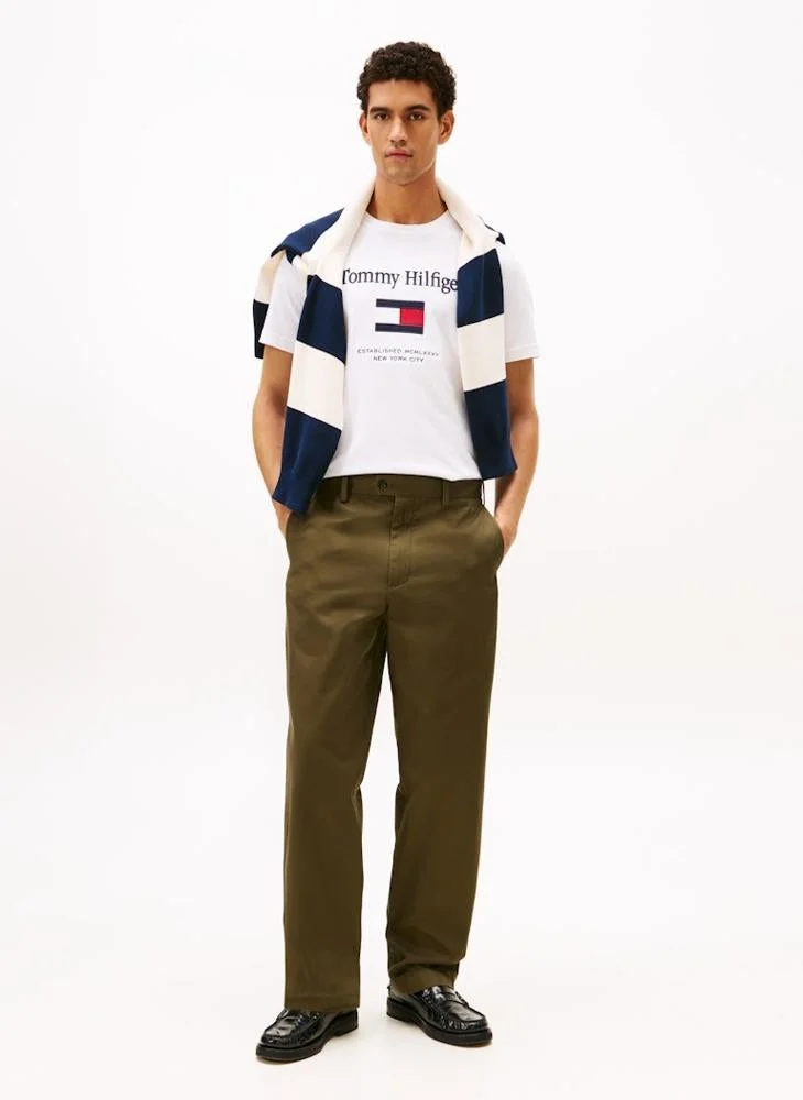 Tommy Hilfiger White Logo Embroidery Jersey T-Shirt for Men | Best Price UAE