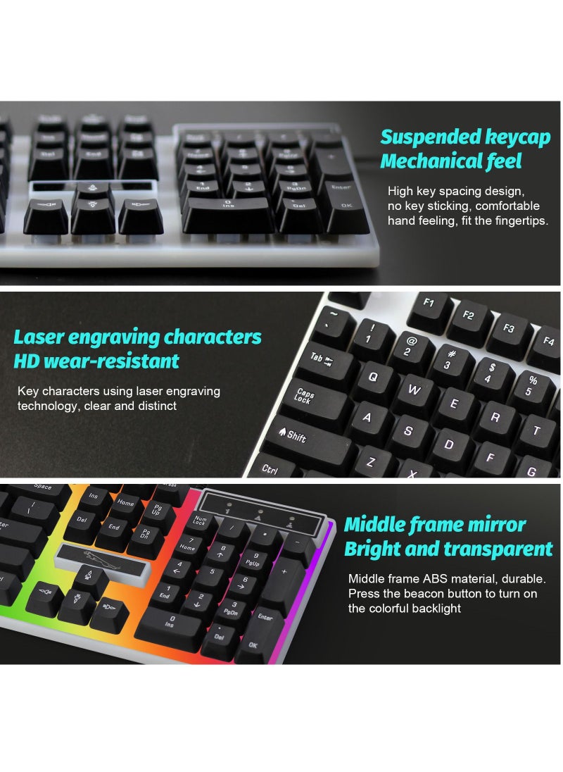 SKY-TOUCH - G21 Keyboard Wired USB Gaming Mouse Flexible Polychromatic LED Lights Computer Mechanical Feel Backlit Keyboard Mouse Set Black - Image 1