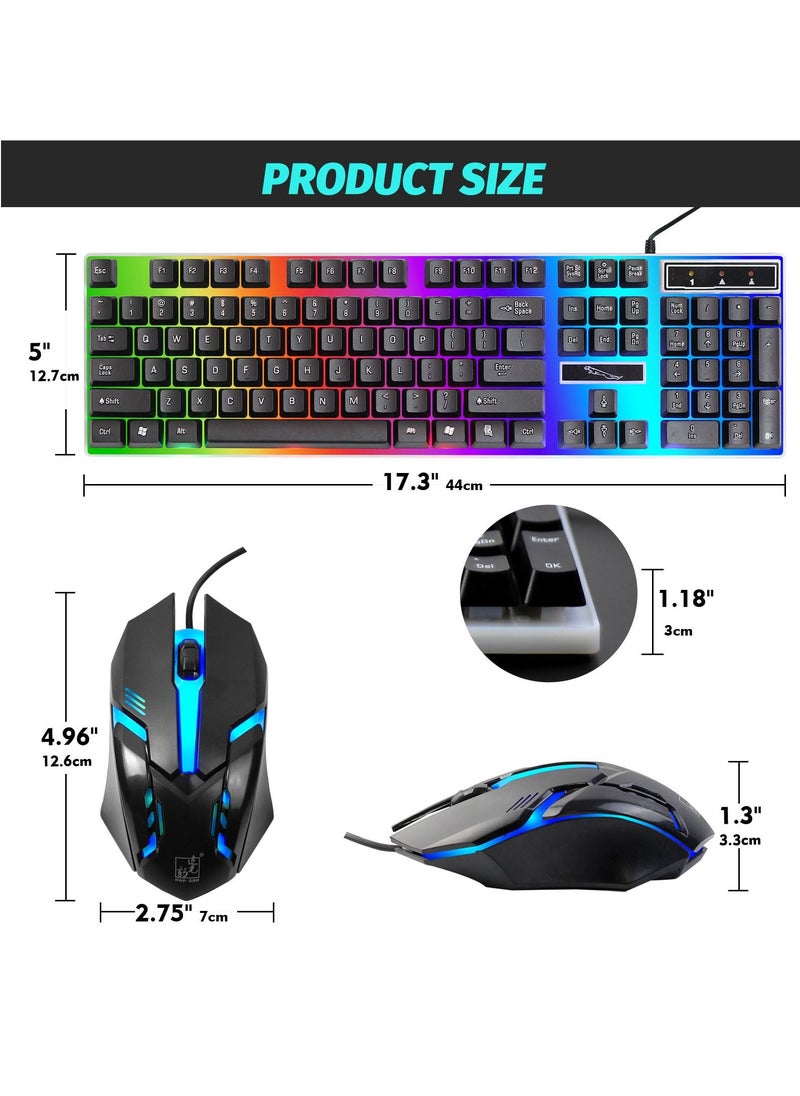 SKY-TOUCH - G21 Keyboard Wired USB Gaming Mouse Flexible Polychromatic LED Lights Computer Mechanical Feel Backlit Keyboard Mouse Set Black - Image 1
