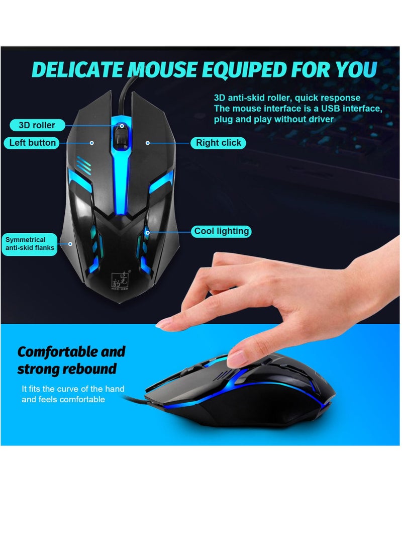 SKY-TOUCH - G21 Keyboard Wired USB Gaming Mouse Flexible Polychromatic LED Lights Computer Mechanical Feel Backlit Keyboard Mouse Set Black - Image 1