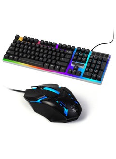 G21 Keyboard Wired USB Gaming Mouse Flexible Polychromatic LED Lights Computer Mechanical Feel Backlit Keyboard Mouse Set Black
