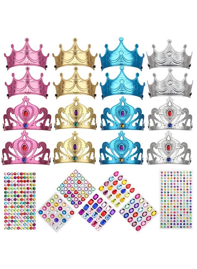 Catcan 23 Pieces Foam Crowns Set, 16 Pieces Foam Princess Tiaras And Crowns Party Foam Hats With 7 Sheets 500 Pieces Crystal Diamond Sticker Princess King Crown Diy Birthday Decoration Favor Supplies - Image 1