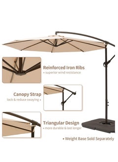 Cool Baby Style COOLBABY 10FT Offset Patio Umbrella Outdoor DYED-Solution Fabric Umbrella, 95% UV Protection, Fade Resistant Fabric Umbrella for Backyard and Garden  - Image 3