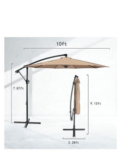 Cool Baby Style COOLBABY 10FT Offset Patio Umbrella Outdoor DYED-Solution Fabric Umbrella, 95% UV Protection, Fade Resistant Fabric Umbrella for Backyard and Garden  - Image 2