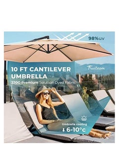 Cool Baby Style COOLBABY 10FT Offset Patio Umbrella Outdoor DYED-Solution Fabric Umbrella, 95% UV Protection, Fade Resistant Fabric Umbrella for Backyard and Garden  - Image 4