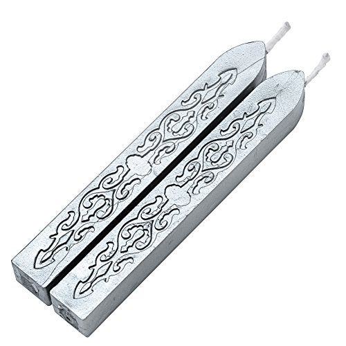 Yoption Sealing Wax Sticks with Wicks Antique Fire Manuscript Sealing Wax for Wax Seal Stamp (Silver) - Image 2