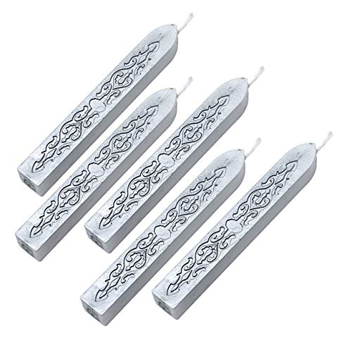 Yoption Sealing Wax Sticks with Wicks Antique Fire Manuscript Sealing Wax for Wax Seal Stamp (Silver) - Image 1