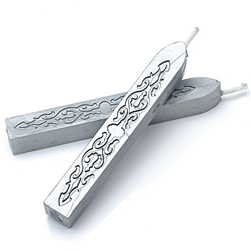 Yoption Sealing Wax Sticks with Wicks Antique Fire Manuscript Sealing Wax for Wax Seal Stamp (Silver) - Image 3