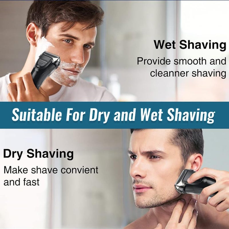 LinJie Men's Electric Shaver, 3 Blade Foil Shaver with Pop-Up Trimmer, Cordless Rechargeable, Waterproof LED Display, Wet/Dry Use, Black - Image 5
