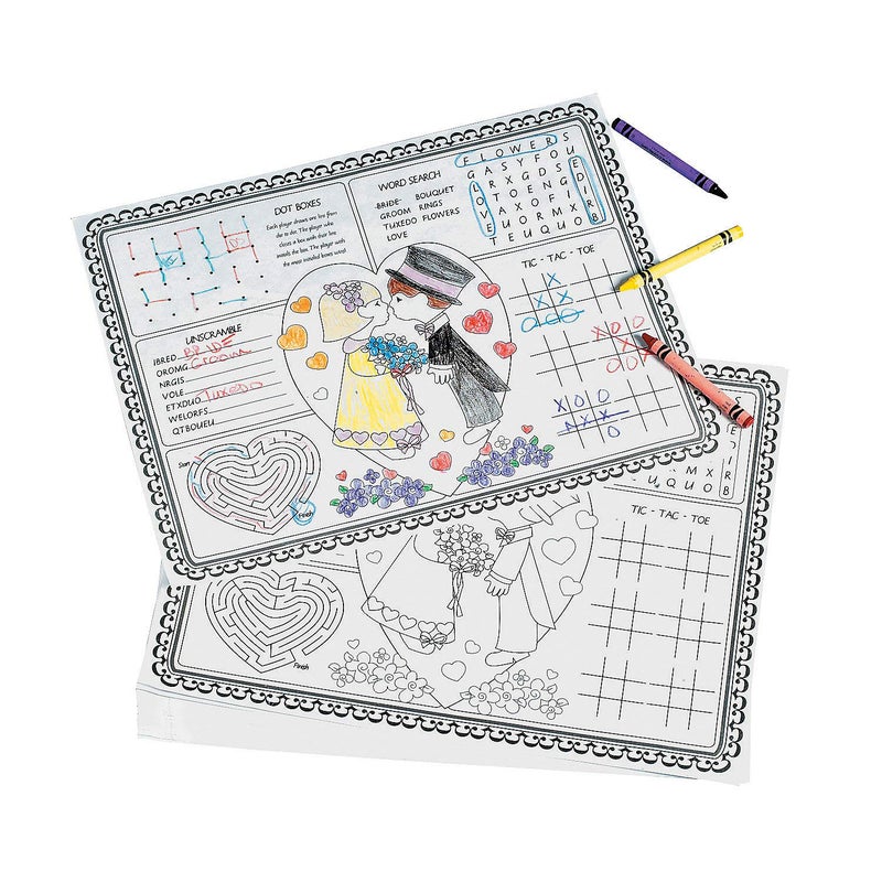 Fun Express Paper Wedding Childrens Activity Placemats  12 Pieces
