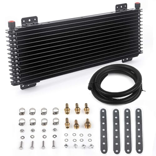 ZHSYMX 40k Transmission Oil Cooler LPD47391, Compatible with Heavy Duty 40,000 GVW Max Low Pressure Drop Trans Cooler with Mounting Hardware (Black) - Image 1