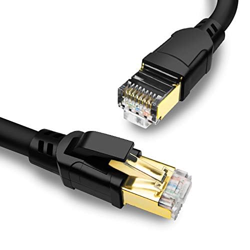 Yauhody كابل إيثرنت CAT8 من Yauhody بطول 25 قدم، سرعة عالية 40Gbps 2000MHz SFTP، كابلات شبكة الإنترنت LAN مع موصل RJ45 مطلي بالذهب لجهاز التوجيه، المودم، الكمبيوتر، المحولات، اللابتوب، الألعاب، Xbox (25 قدم/8 متر) أسود - Image 2