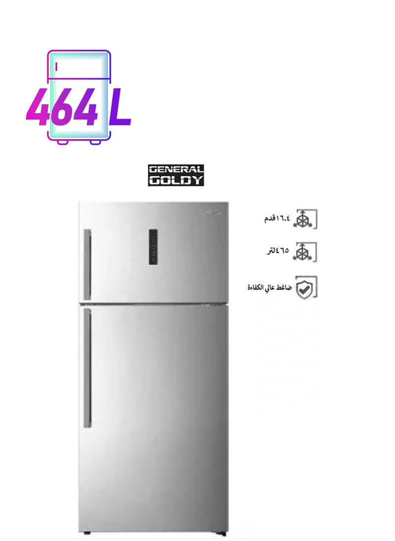 جنرال جولدي ثلاجة بخار ببابين سعة 465 لترًا، سعة 16.4 قدم مكعب، عاكس، فولاذ | GG490NF  - Image 1
