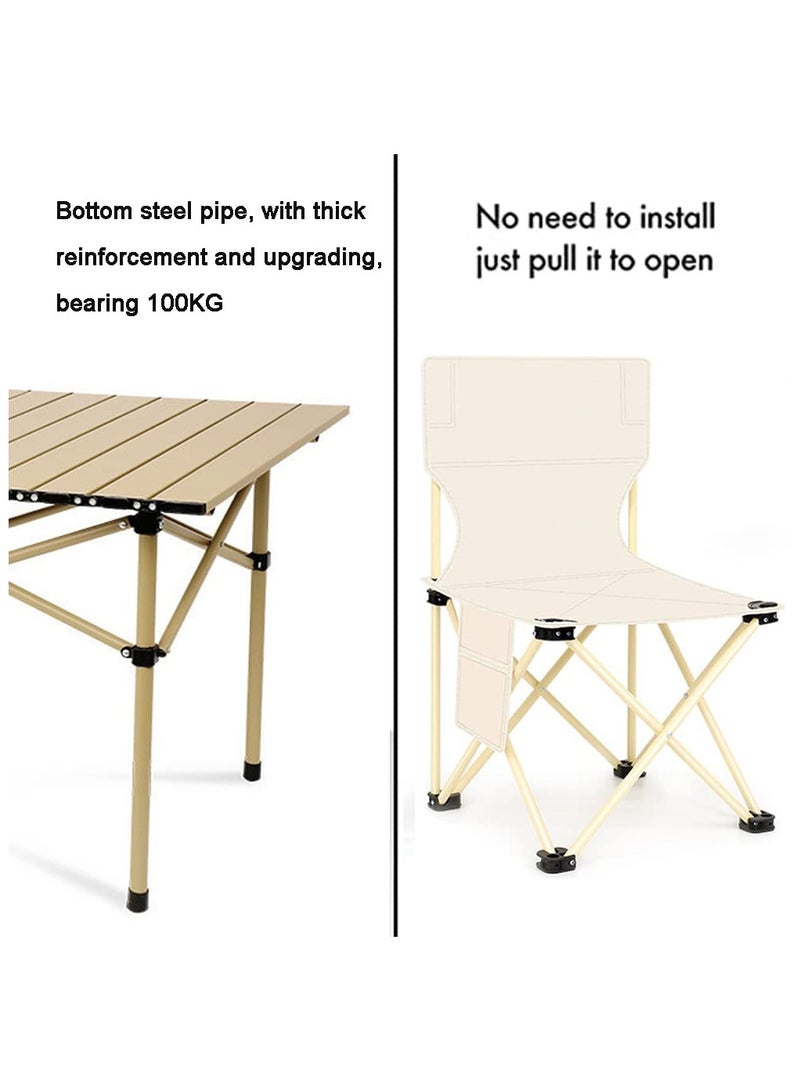 GGOOT Outdoor Folding Portable Picnic Camping Table, 4pcs Foldable Camping Table and Chair Set, for Indoor,Outdoor,Camping, Beach,Backyard, BBQ, Party, Patio, Picnic - Image 4