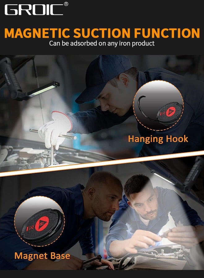 GROIC Rechargeable Work Lights, LED Work Light with Magnetic Base  Hanging Hook, 360°Rotate 5 Modes Magnetic Rechargeable Flashlights for Mechanics Car Repair Home - Image 3
