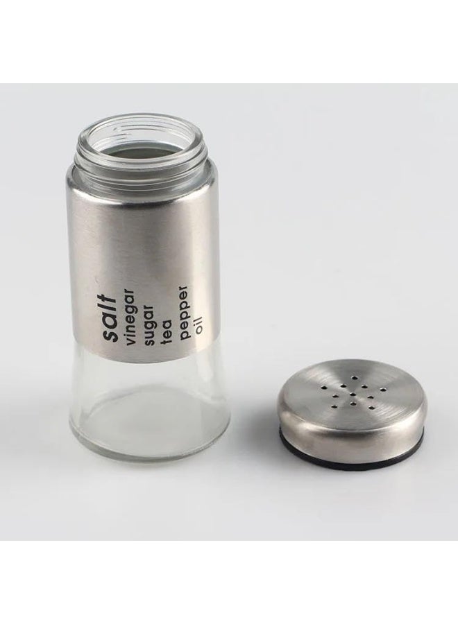 وعاء زجاجي مع غطاء ستانلس ملح وفلفل مع فتحات صب قابلة للتعديل - Image 2