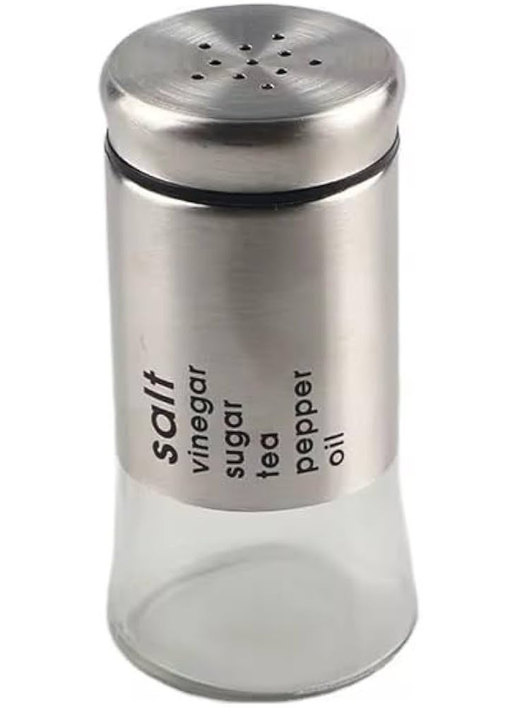 وعاء زجاجي مع غطاء ستانلس ملح وفلفل مع فتحات صب قابلة للتعديل - Image 1