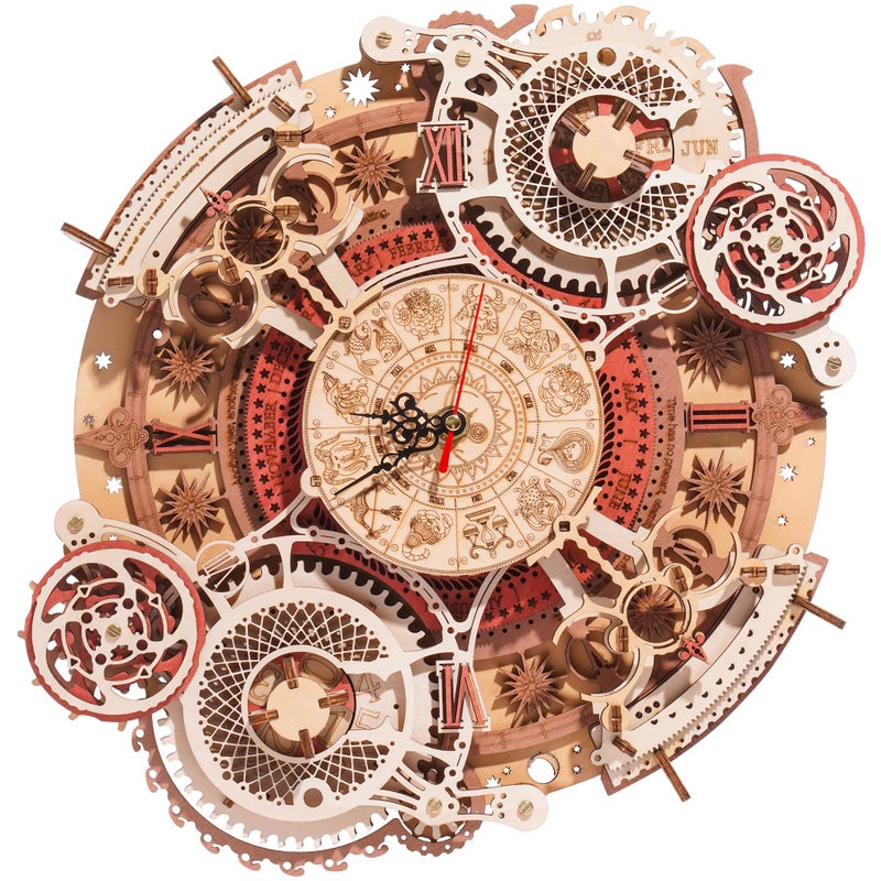 ROBOTIME 3D Wooden Puzzles for Adults, Models for Adults to Build Wooden Steampunk Clock Kit, DIY Mechanical Wall Quartz Aesthetic Room Decor Unique Gift - Image 1