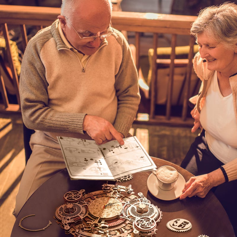 ROBOTIME 3D Wooden Puzzles for Adults, Models for Adults to Build Wooden Steampunk Clock Kit, DIY Mechanical Wall Quartz Aesthetic Room Decor Unique Gift - Image 3