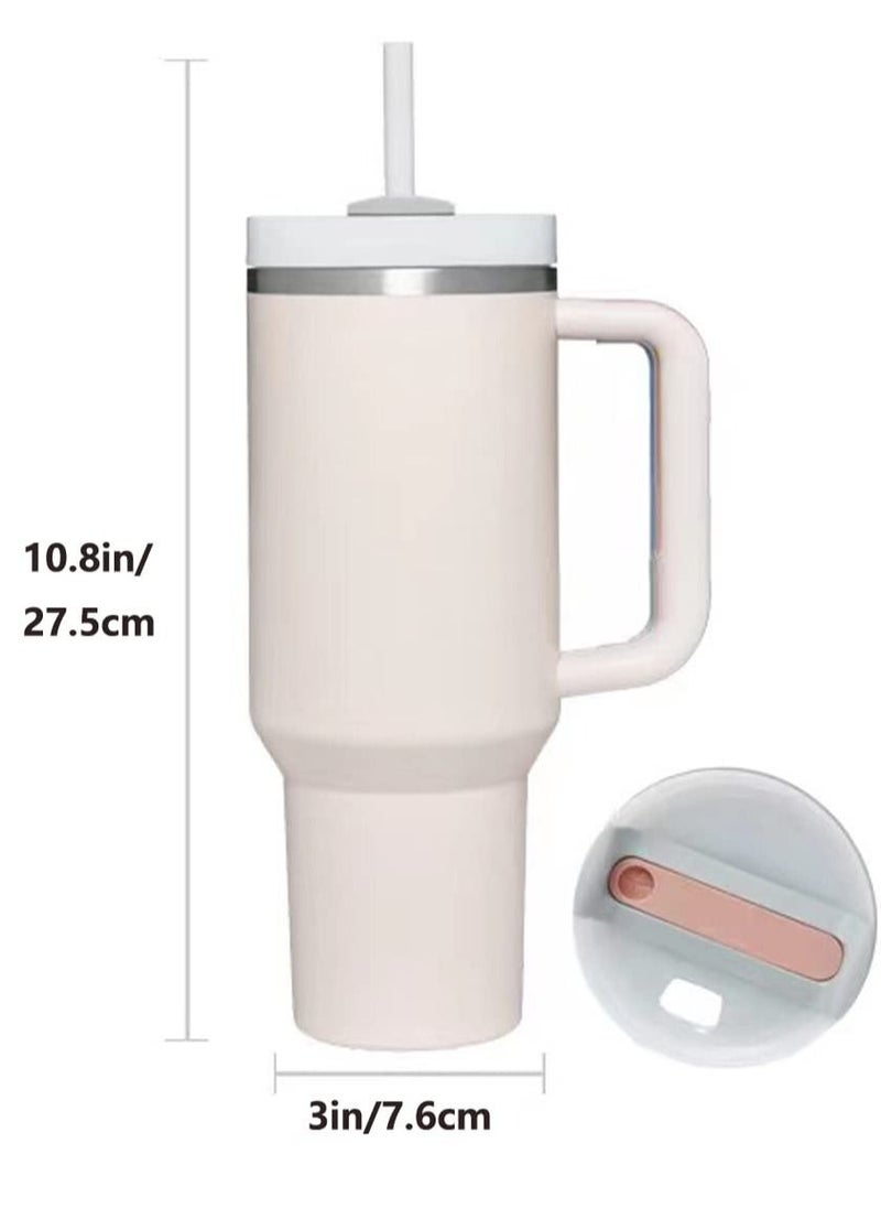 Arabest - 40oz Insulated Mug with Handle and Straw Lid Reusable Vacuum Mug Leak Proof Lid - Image 1