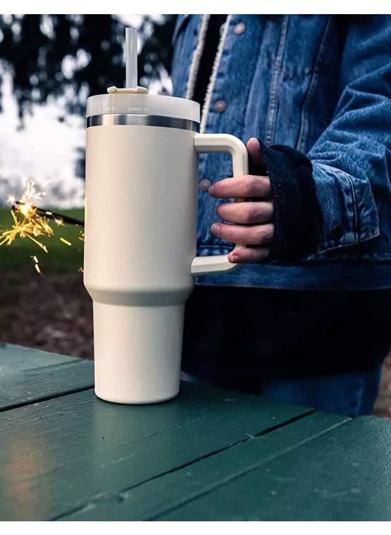 Arabest - 40oz Insulated Mug with Handle and Straw Lid Reusable Vacuum Mug Leak Proof Lid - Image 1