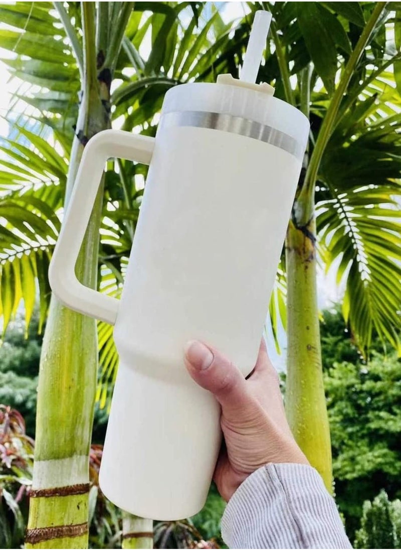 Arabest - 40oz Insulated Mug with Handle and Straw Lid Reusable Vacuum Mug Leak Proof Lid - Image 1