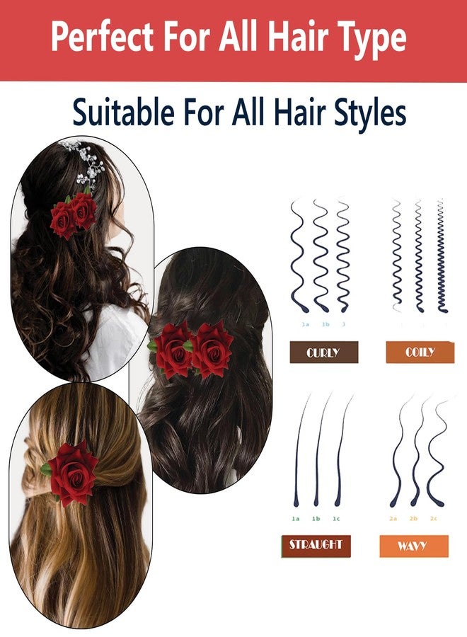 TEMPERIA (2pcs) Hair Accessories For Women & Girls - Stylish Red Rose Artificial Flowers Bun Juda Pins & Clips for Style & Decoration - Bridal Brooch & Braid for Hairstyle of Bride, Wedding & Party - Image 5