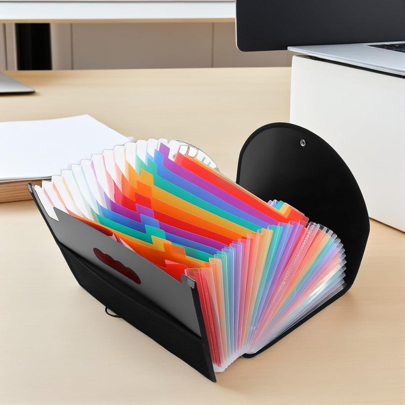 2pcs Expanding Plastic Accordion File Folder with 25 Pockets and Colorful Index Tabs, Vertical Document Organizer for Important Papers, Portable Office Filing Storage - Image 5