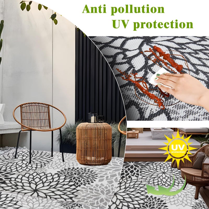 YONILE Outdoor Rug 9x12 ft with LED Light, Waterproof Reversible Outdoor Plastic Straw Rug for Patios Clearance, Large Outdoor Area Rug Carpet RV Mat for Camping Backyard Deck Porch Beach - Image 3