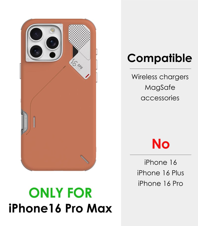 Aulumu A16 Shockproof iPhone 16 Pro Max Case | Updated Camera Control | Real Cooling | Aluminum Alloy Camera Frame | Multi-Layer Composite Protection - Yellowish-Brown - Image 2