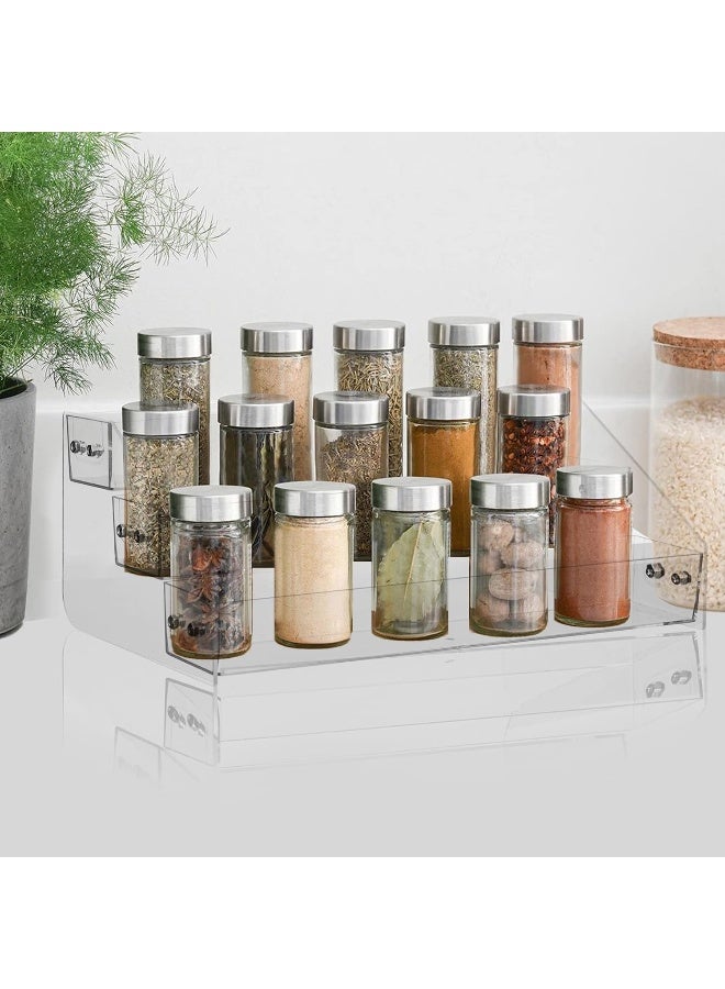 TPGP Acrylic Spice Rack, Tiered Spice Rack Shelf Seasoning Organizer for Countertop, Cabinet, Pantry, Kitchen Storage - 3 Tier - Image 3