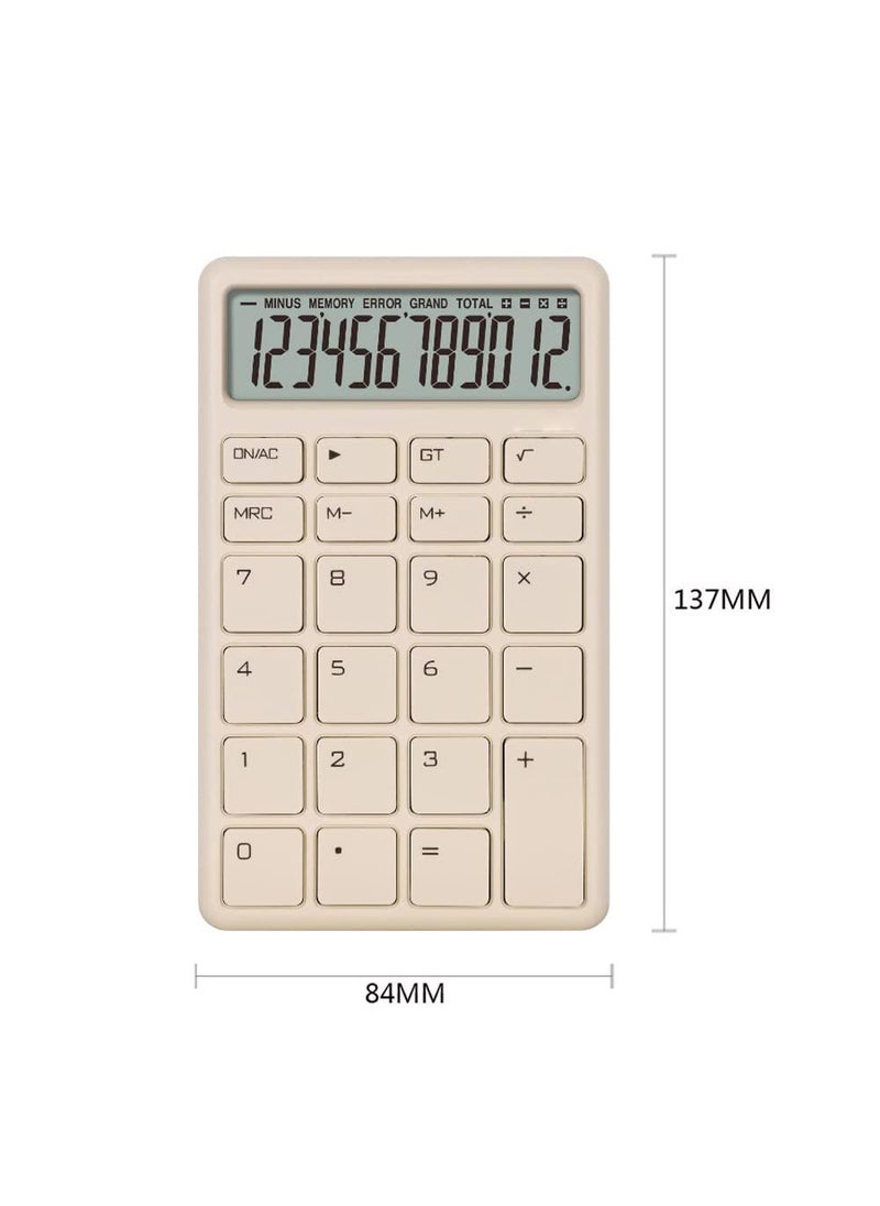 Compact Colorful Handheld Desktop Calculator with Bright LCD Display - Dual Power for Business, Office, and High School - Pocket Size (3.3×5.4in) White