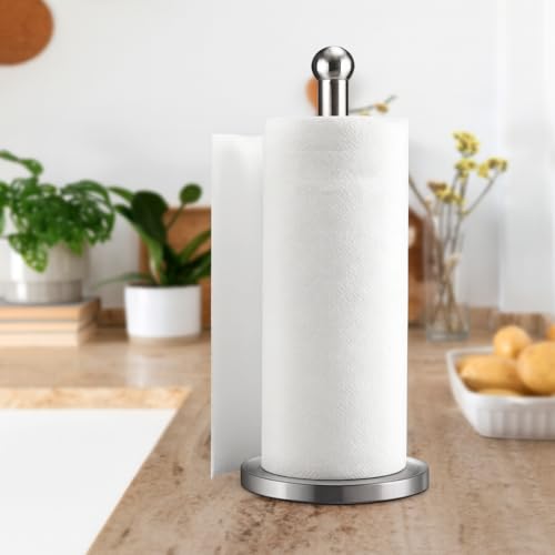 Vintageware® Tissue Paper Holder Countertop, Standing Tissue Paper Roll Holder for Kitchen Bathroom, Paper Towel Holder Stand with Weighted Base, Stainless Steel Tissue Paper Holder (Silver, Style-1) - Image 4