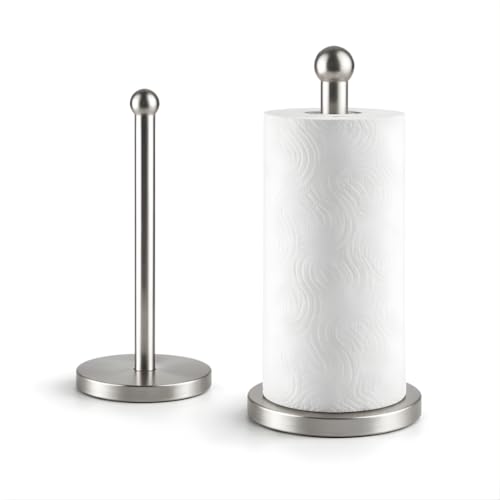 Vintageware® Tissue Paper Holder Countertop, Standing Tissue Paper Roll Holder for Kitchen Bathroom, Paper Towel Holder Stand with Weighted Base, Stainless Steel Tissue Paper Holder (Silver, Style-1) - Image 1
