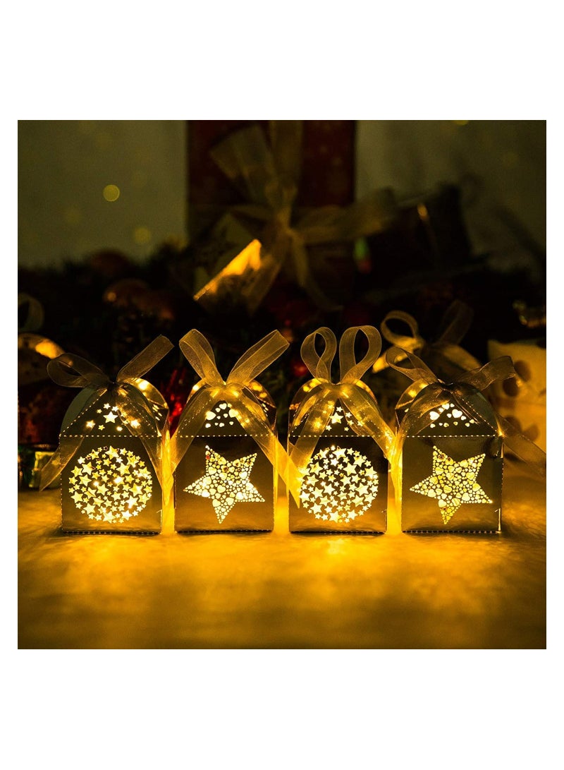 Candy Favor Boxes 40pcs Mini Paper Treat Boxes Candy Goodie Gift Boxes with Ribbon for  Wedding Favor Party Gift Wrap Decoration Golden Star Laser Hollowed out Wedding Candy Box - Image 3