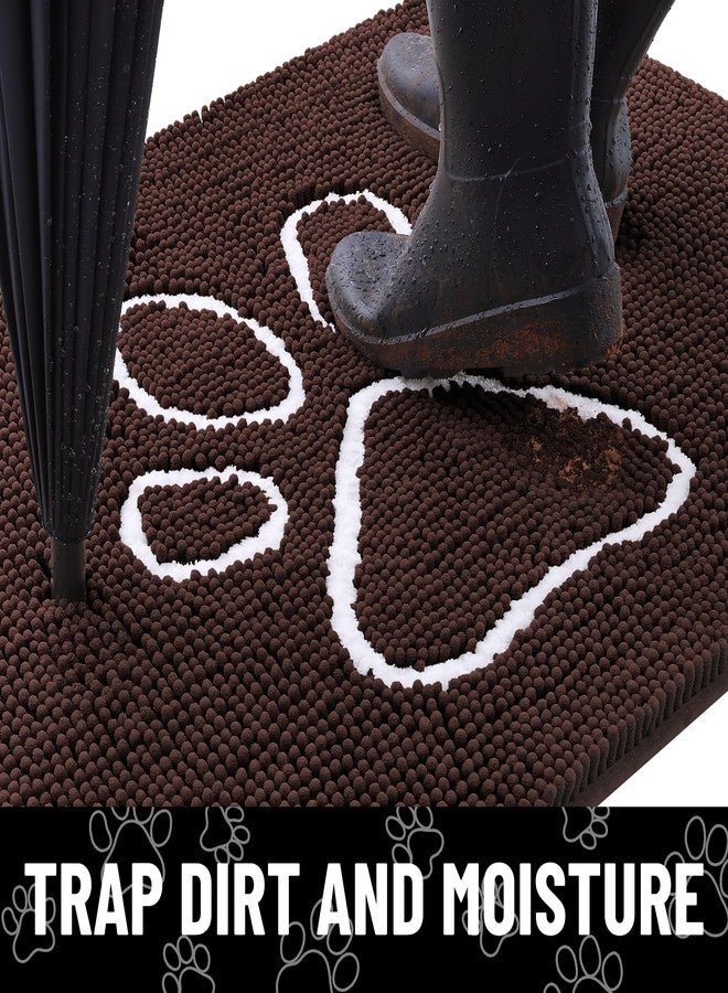 smiry Dog Door Mat for Muddy Paws, Absorbent Dirt Trapper Non-Slip Washable Mat, Quick Dry Chenille, Mud Mat for Dogs, Entry Indoor Door Mat for Inside Floor (48x30 Inches, Brown) - Image 2