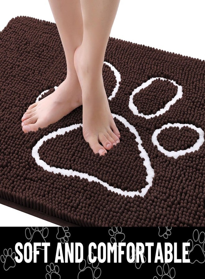 smiry Dog Door Mat for Muddy Paws, Absorbent Dirt Trapper Non-Slip Washable Mat, Quick Dry Chenille, Mud Mat for Dogs, Entry Indoor Door Mat for Inside Floor (48x30 Inches, Brown) - Image 4