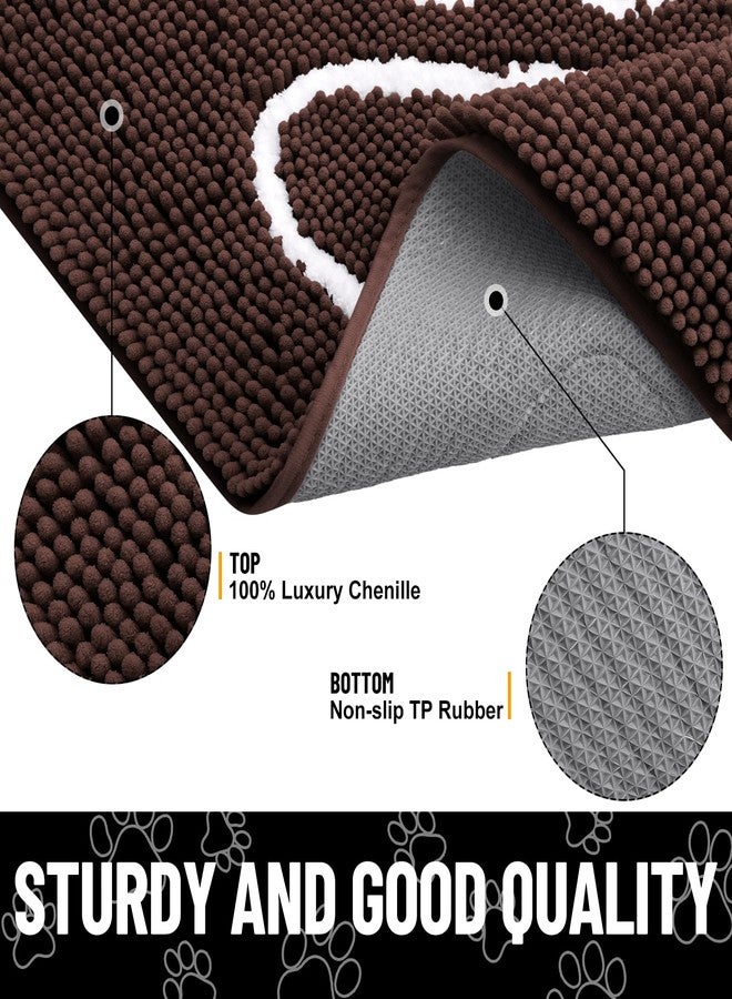 smiry Dog Door Mat for Muddy Paws, Absorbent Dirt Trapper Non-Slip Washable Mat, Quick Dry Chenille, Mud Mat for Dogs, Entry Indoor Door Mat for Inside Floor (48x30 Inches, Brown) - Image 3