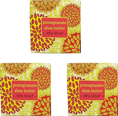Greenwich Bay Exfoliating Spa Soap Shea Butter and Cocoa Butter Blended with Loofah and Apricot Seed No Parabens No Sulfates 635 Oz 3 Pack  Pomegranate