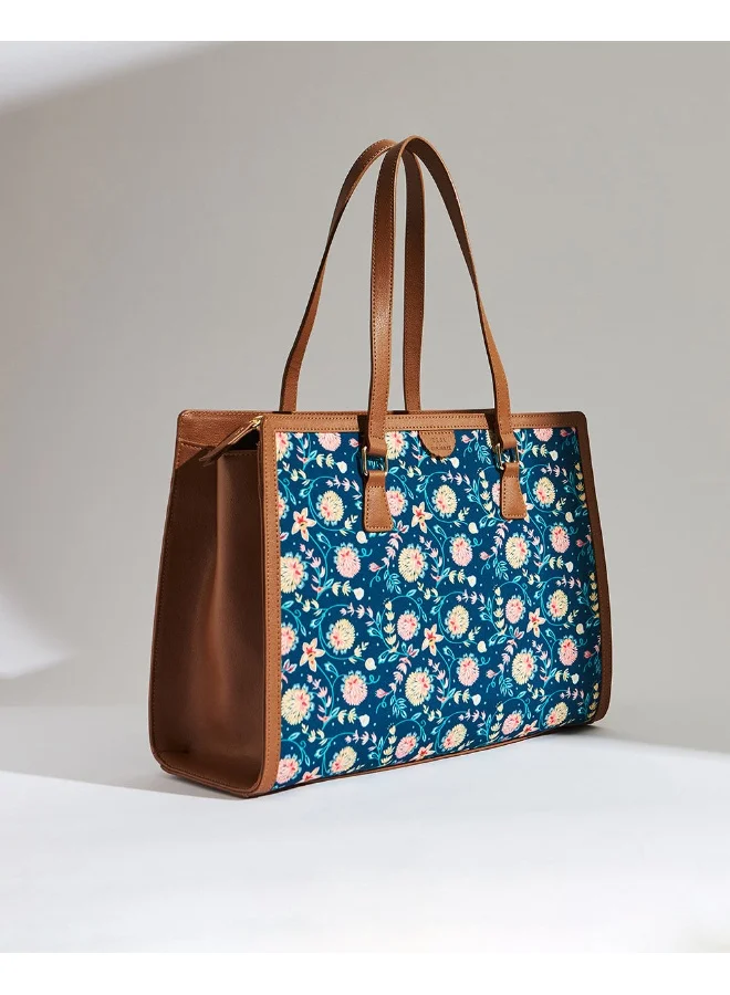 Chumbak TEAL BY CHUMBAK Blue Bloom Office Tote, Blue, One Size