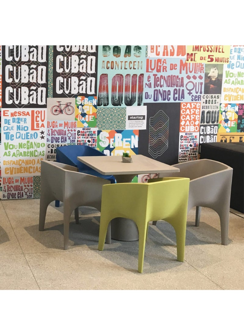 TRAMONTINA Since 1911,Made in Brazil-  Flut Concrete-Colored Polyethylene Square Table  - Image 3