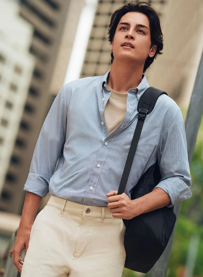 جيوردانو قميص رجالي بقصة ضيقة قطن بوبلين بأكمام طويلة