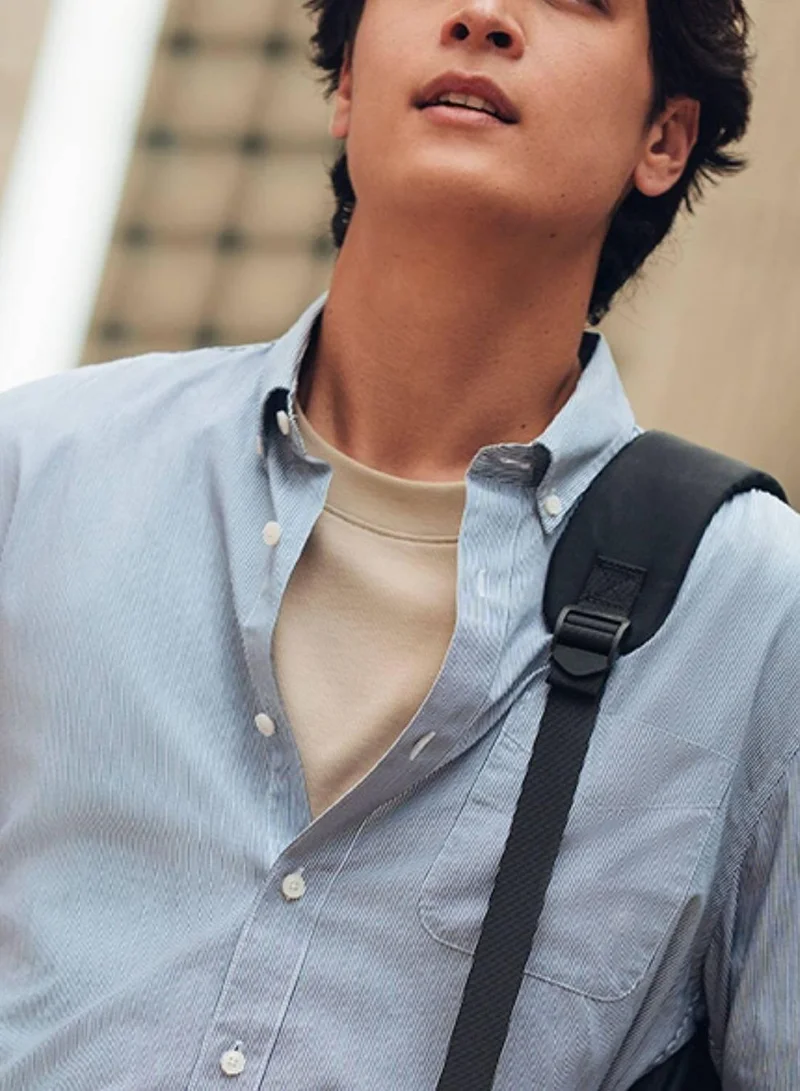 جيوردانو قميص رجالي بقصة ضيقة قطن بوبلين بأكمام طويلة