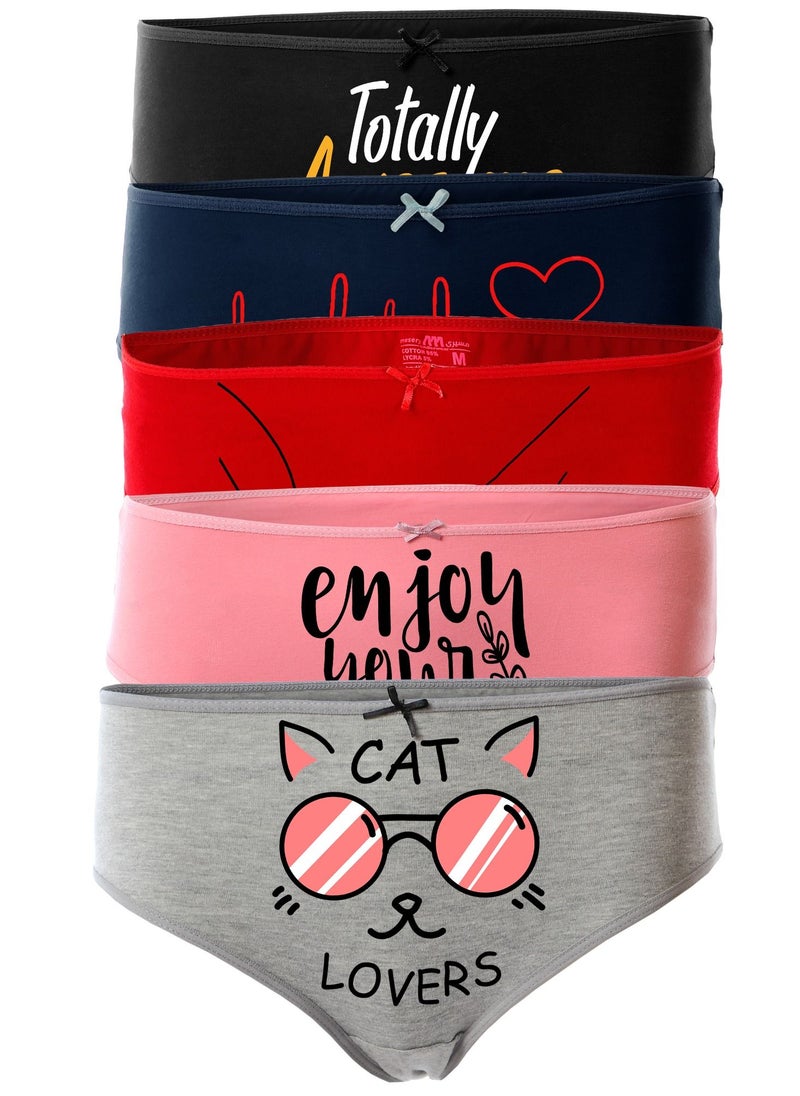 Mesery - Bundle OF Five Brief Smooth Cotton Hipster Panties Multicolour - Image 1