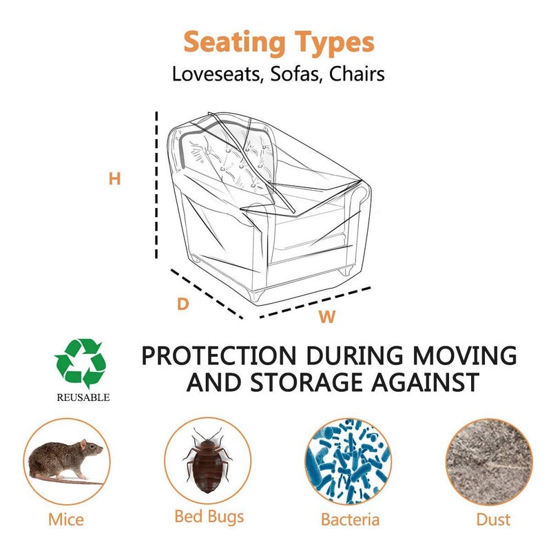 Startwo Furniture Cover Plastic Bag Plastic Couch Cover Heavy Duty Water Resistant Thick Clear | Sofa Slipover For Moving And Long Term Storage 42 (Width) X 34 (Depth) X 42""(Height) - Image 2