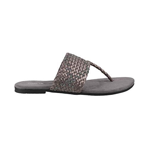 Mochi Womens Synthetic Gun Metal Slippers (Size (6 UK (39 EU)) - Image 2