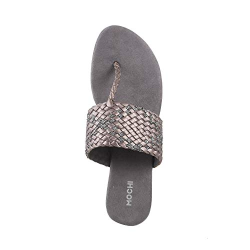 Mochi Womens Synthetic Gun Metal Slippers (Size (6 UK (39 EU)) - Image 5