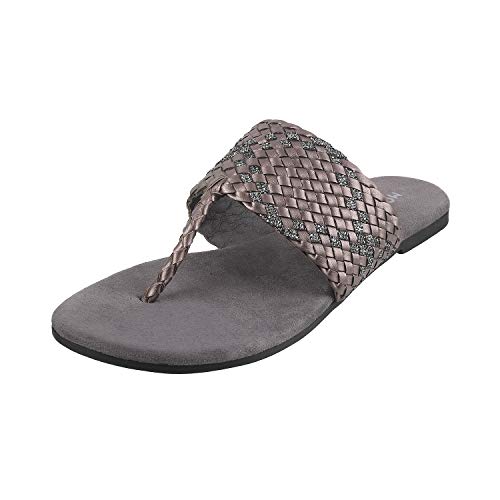 Mochi Womens Synthetic Gun Metal Slippers (Size (6 UK (39 EU)) - Image 1