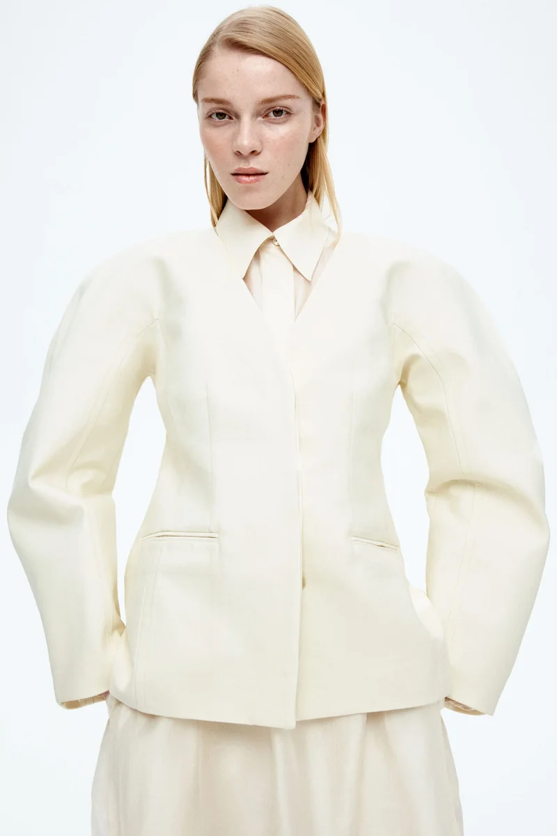 H&M Collarless twill blazer