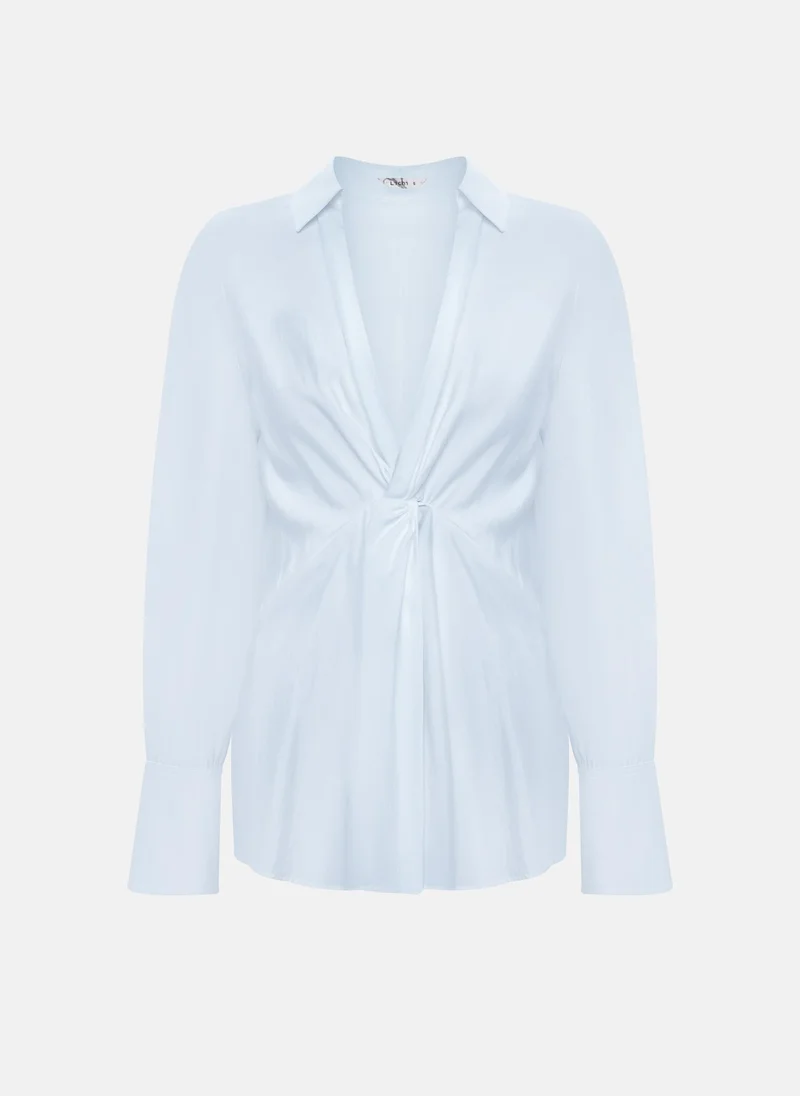 Lichi Monochrome shirt with draping at the waist